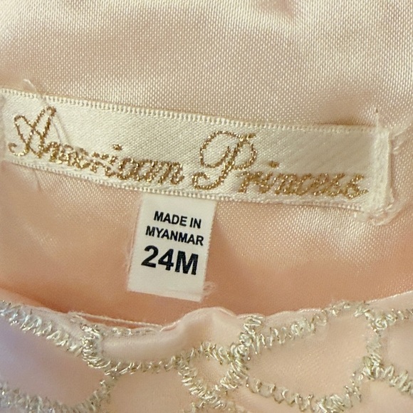 American Princess Light Pink Lace Tulle Infant Dress Sz 24mo Jewel detail AA - Picture 2 of 8